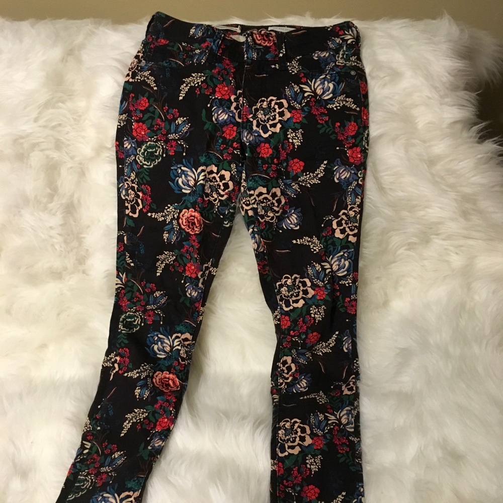 Anthropologie Black Floral pants